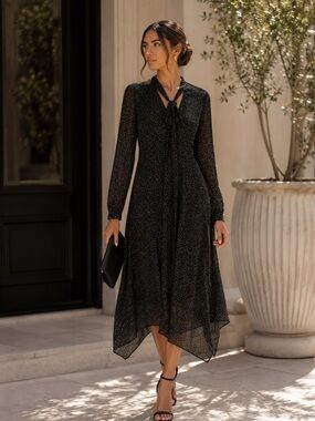 theory black long sleeve dress Theory Black Rib Knit Flounce Long Sleeve Wool Blend Sweater Dress Size L